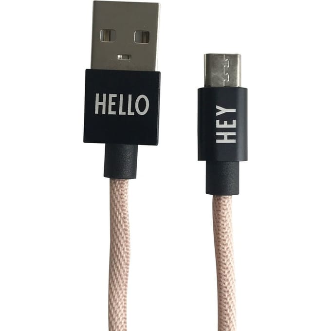 DESIGN LETTERS - HEY oplaadkabel - nude - Micro USB - roze