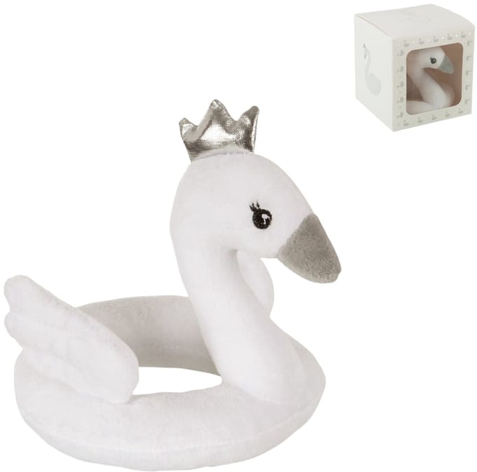 knuffelrammelaar - Rammelaar - voor baby's en peuters - wit/grijs - 14 x 14 x 13 cm