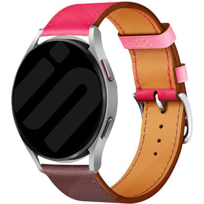 Huawei Watch GT 5 - 46mm leren duo bandje (knalroze/roodbruin)