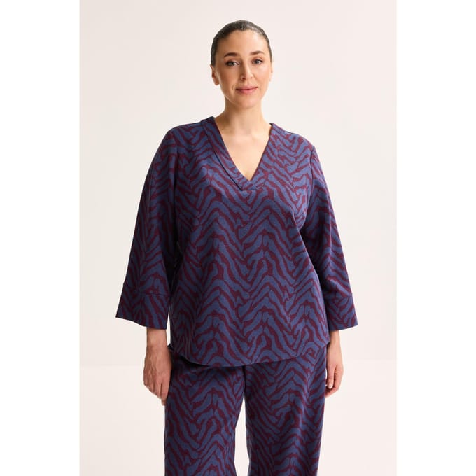 V-halsblouse In Jersey Jacquard