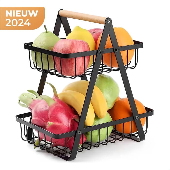 Ruimtebesparende fruitetagère met 2 etages - Etagère voor fruit en groenten