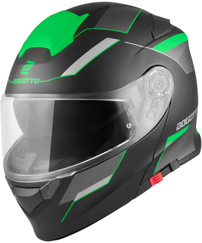 Bogotto V271 Delta Mat Zwart Groen Systeemhelm - Helm