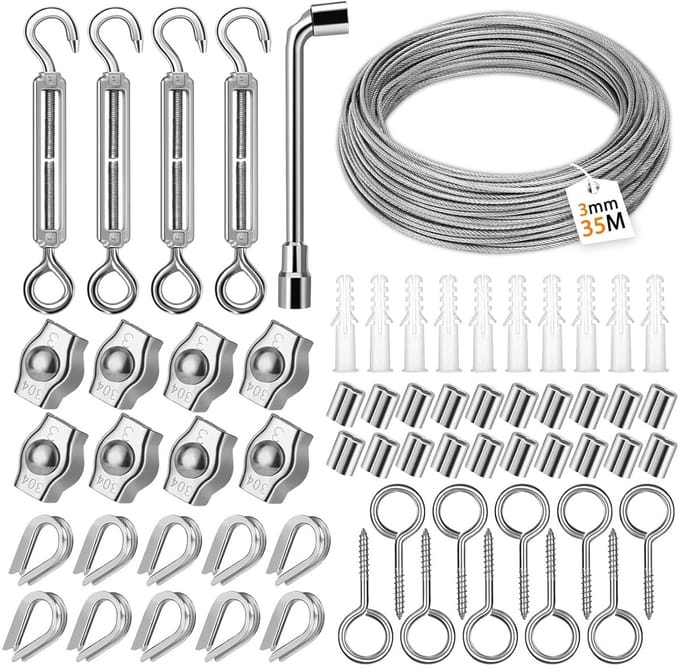 Sterke RVS Kabel - 35 Meter Lang en 3 mm Dik - Set Roestvrijstalen Draden