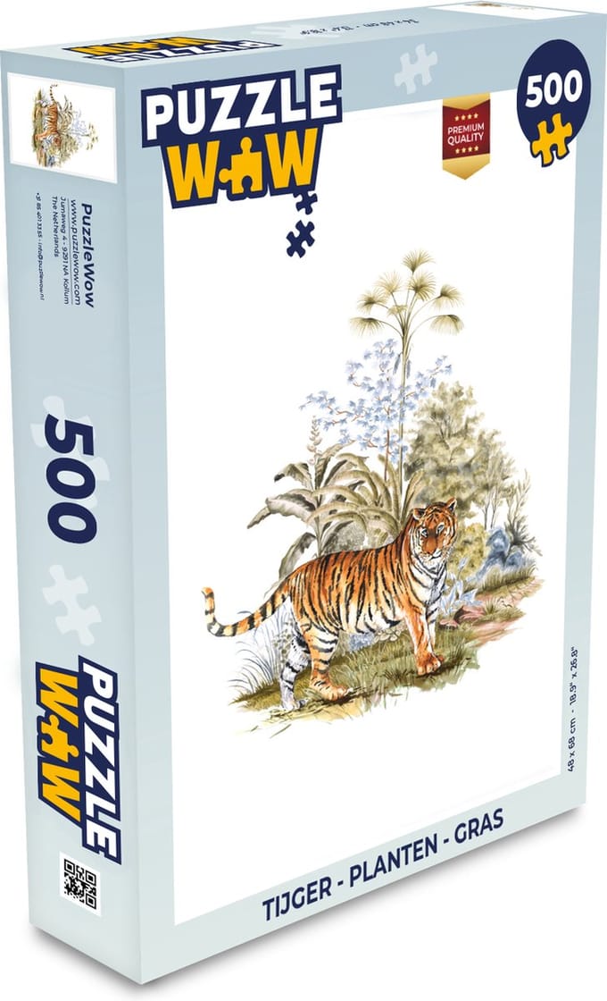Puzzel Tijger - Planten - Gras - Legpuzzel - Puzzel 500 stukjes