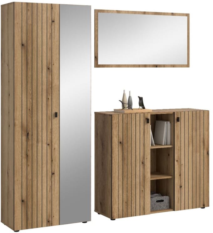 Station garderobe opstelling eik decor.