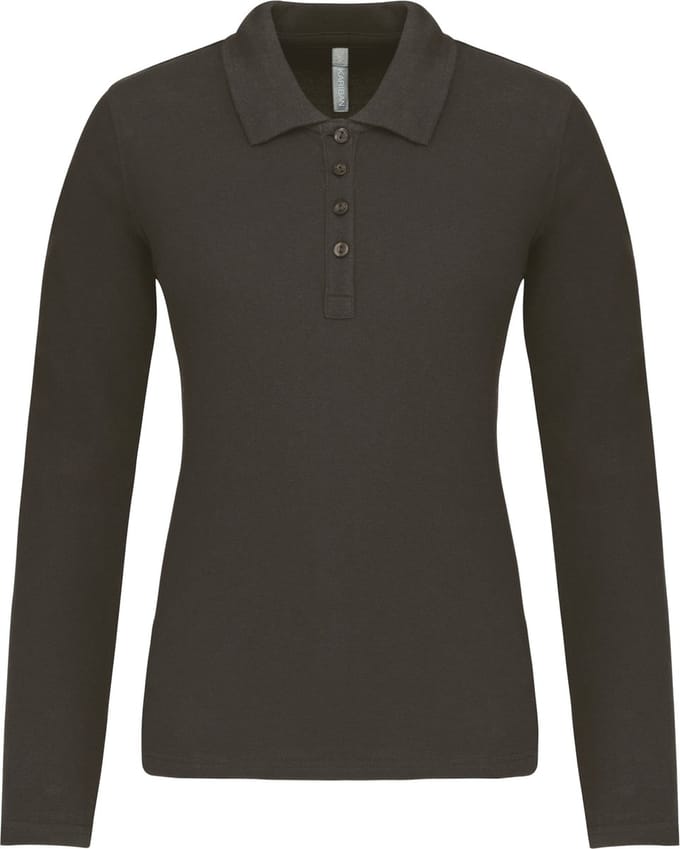 Kariban Piqué-damespolo lange mouwen K257 - Dark Grey - L