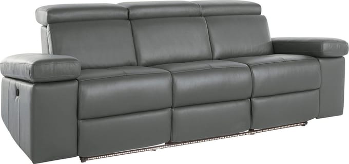 Rayland - Sofa 3 zits elektrisch in grijs GL/PU (98 x 211 x 99 cm)