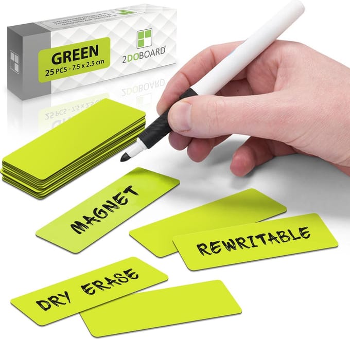 25 Whiteboard Magneten Balk 7,5 x 2,5 cm Groen - Herschrijfbaar
