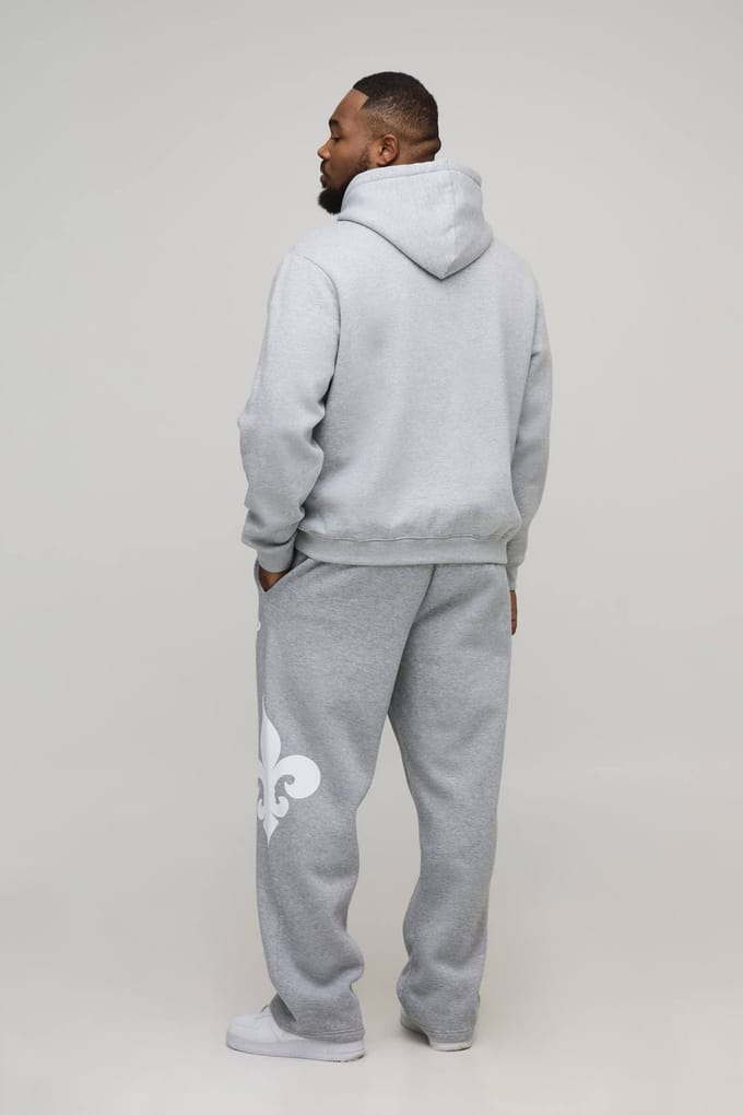 Plus Baggy Gothic Print Joggingbroeken | Grey Marl | Size 4XL