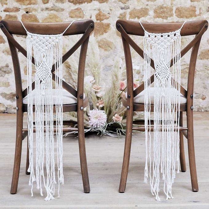Stoeldecoratie Macrame Bruiloft