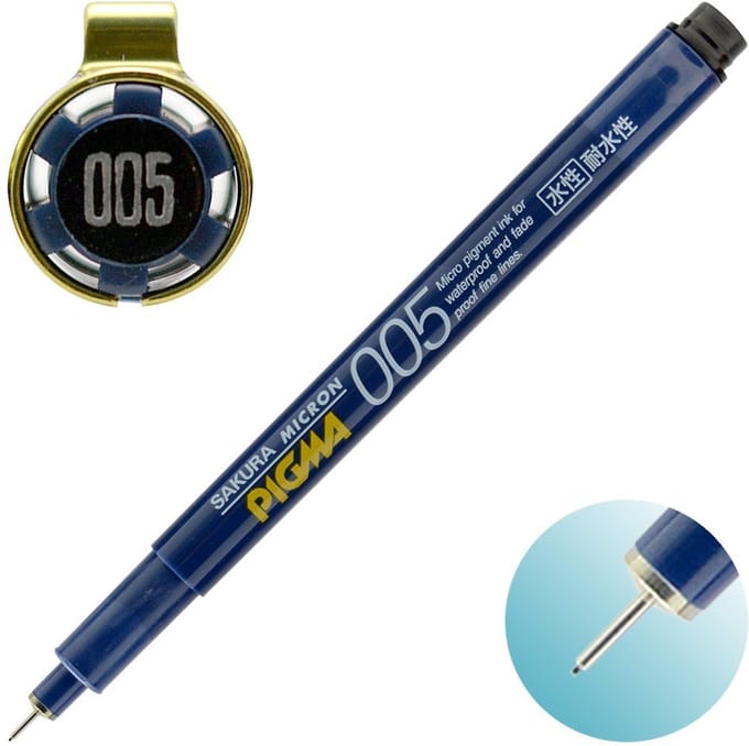 Sakura Pigma Micron Fineliner Black Ink 005 / 0.20mm Blue / Black & Gold Limited Edition