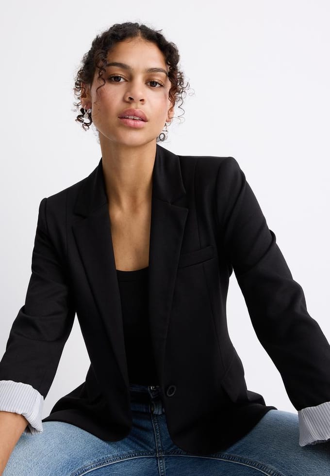 Stradivarius Basic gebreide blazer  Zwart S