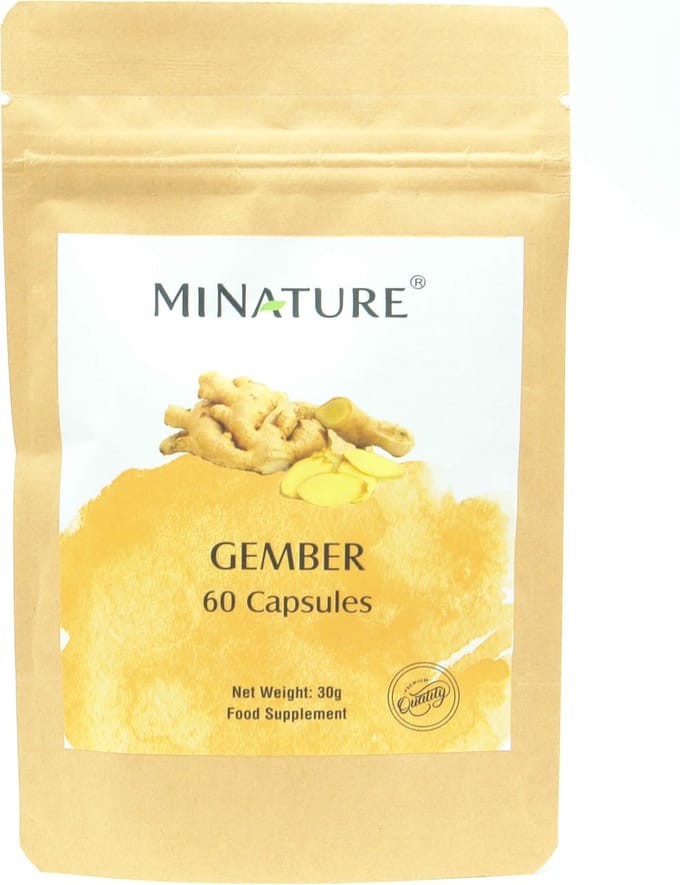 Gember Poeder Capsules 60 stuks - 450mg Gemberpoeder van Gemberwortels per Vegan Capsule - Ginger Root - 100% Plantaardig
