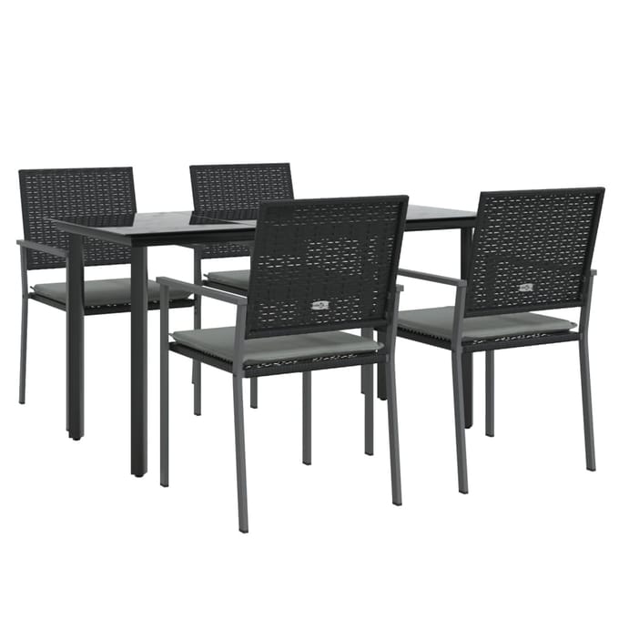 vidaXL - 5-delige - Tuinset - met - kussens - poly - rattan - en - staal