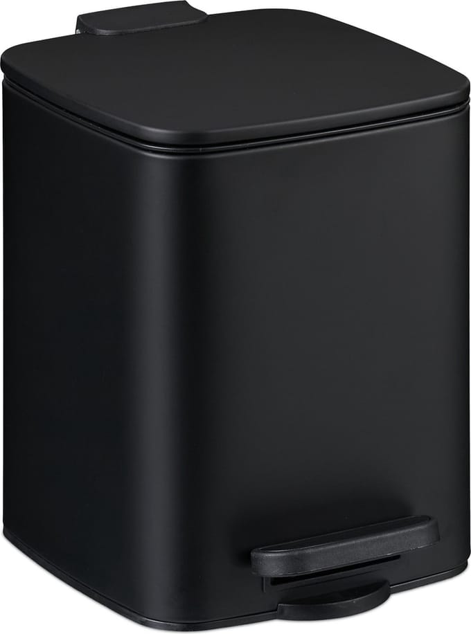 badkamer prullenbak - 6 liter - softclose - metaal - pedaalemmer - zwart