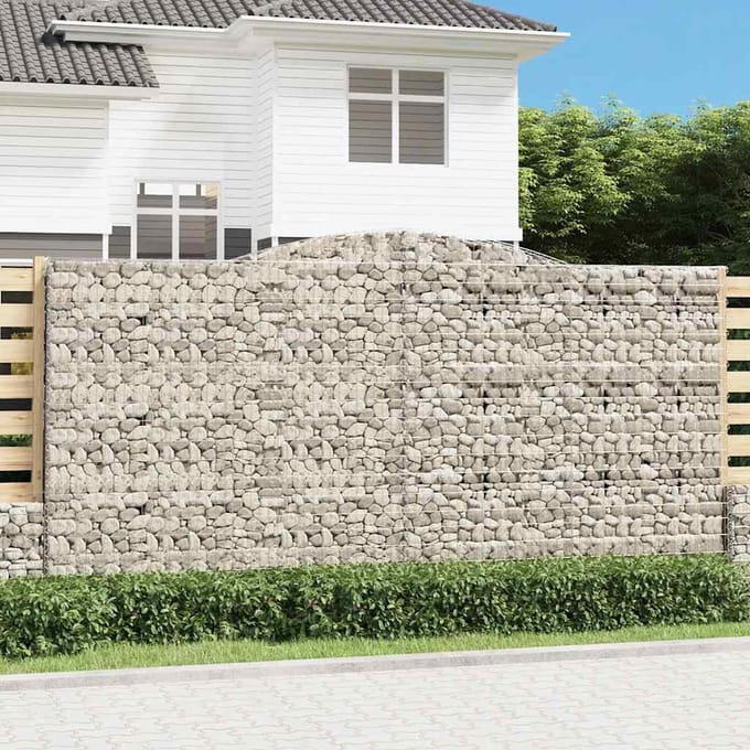 vidaXL - Schanskorven - 10 - st - gewelfd - 400x50x200/220 - cm - ijzer