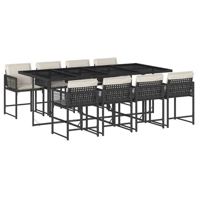 vidaXL - 9-delige - Tuinset - poly - rattan - zwart