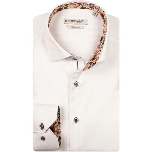 Giordano Overhemd Locarno Semi Cutaway Two-Ply Plain Twill Marshmallow / male