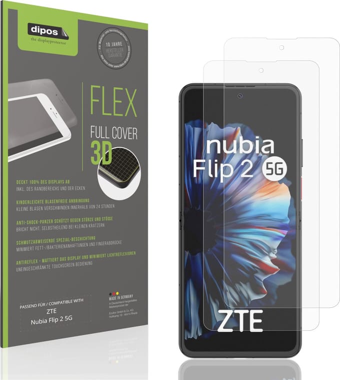 dipos FLEX – 2x Matte Screenprotector geschikt voor ZTE Nubia Flip 2 5G | Volledige Schermbescherming | Case-Friendly