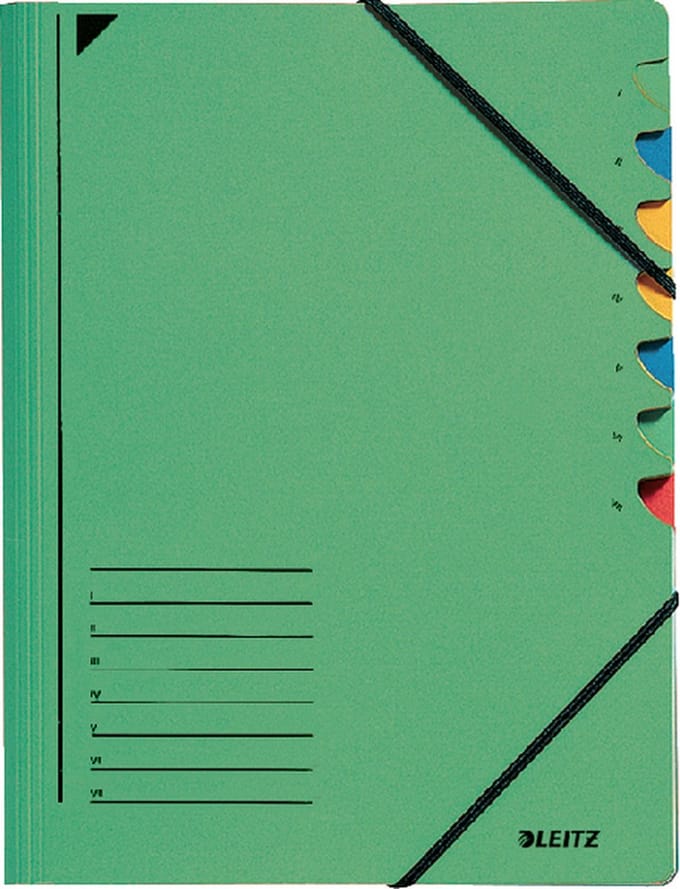 Sorteermap leitz 3907 7vaks groen | 5 stuks