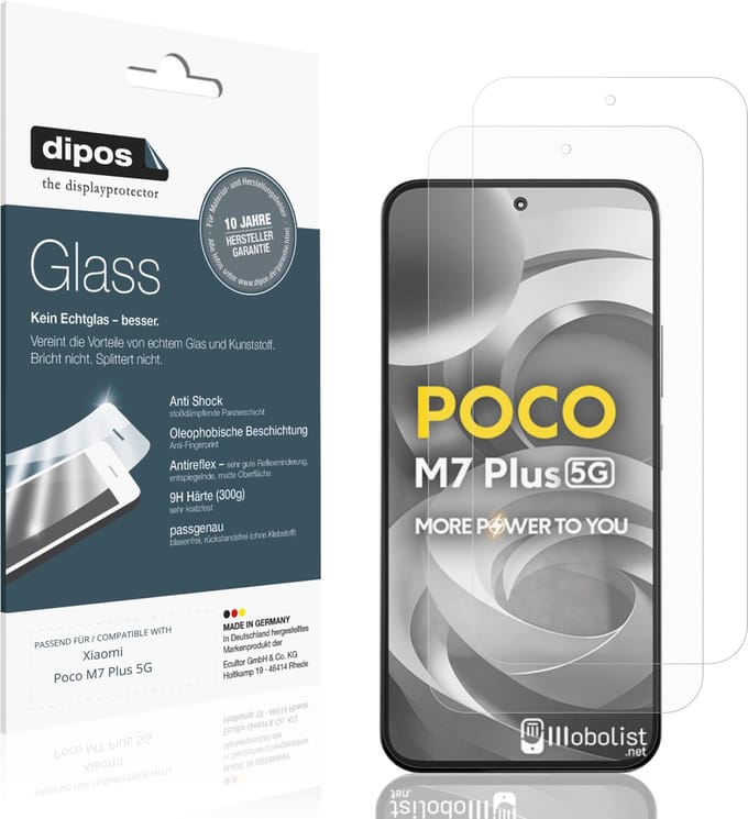 dipos – 2x Matte Pantserfolie geschikt voor Xiaomi Poco M7 Plus 5G | 9H Screenprotector