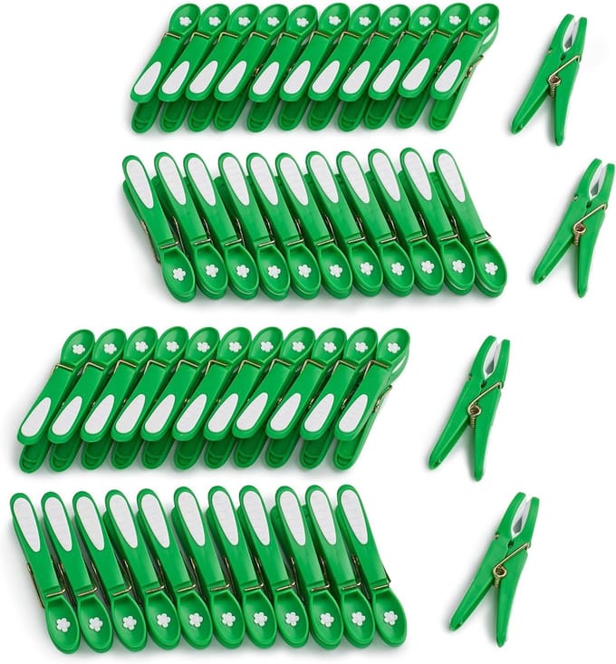 Duurzame Wasknijpers 48 Stuks - Klassiek Groen-Wit