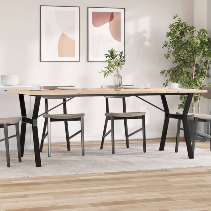vidaXL - Eettafel - Y-frame - 200x100x75,5 - cm - grenenhout - en - staal