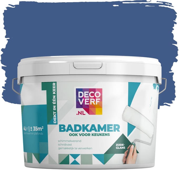 Decoverf badkamer verf koningsblauw, 4L