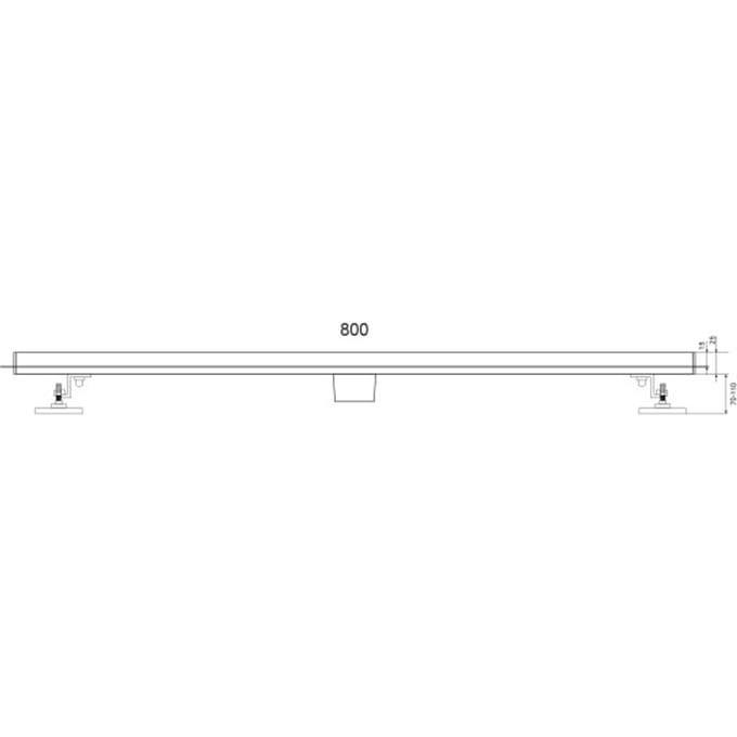 Douchegoot - 80cm - Mat Zwart - Tegelrooster - RVS - Met Flens