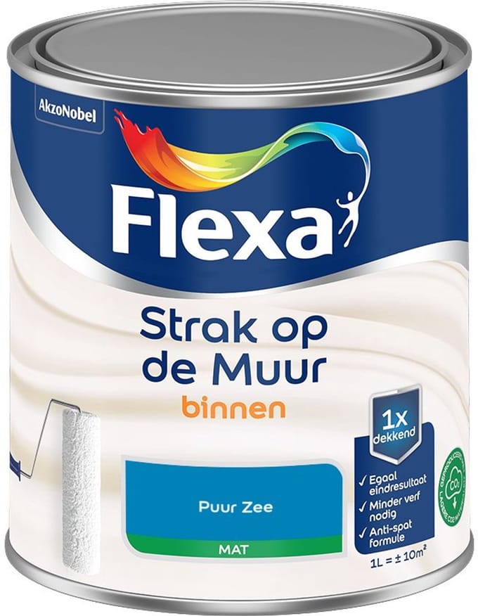 Flexa - Strak Op De Muur Binnen Mat - Puur Zee - Mengverf - 1 L