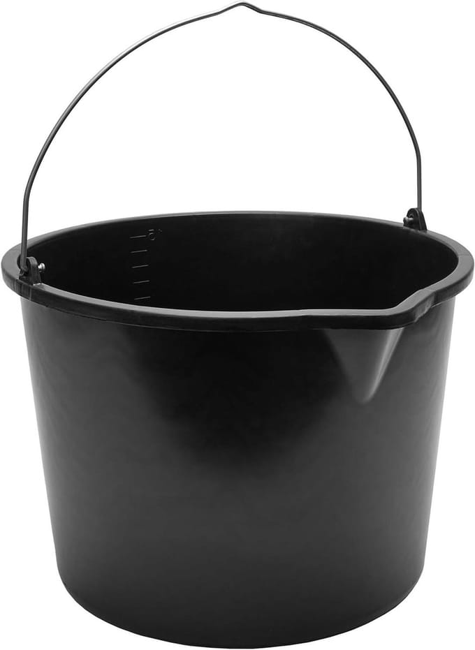 Bouwemmer Set - Mortex Emmer - Mengen en Gieten - Met Schenktuit - 2x 15 Liter - Grijs