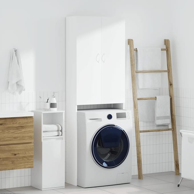 vidaXL - Wasmachinekast - 64x25,5x190 - cm - wit