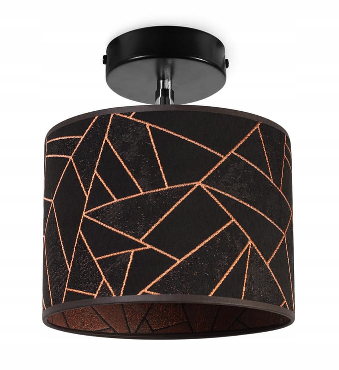 Light-Home WERONA – Hanglamp/Wandlamp – Stoffen Kap 20 cm – Zwart/Koper – Modern