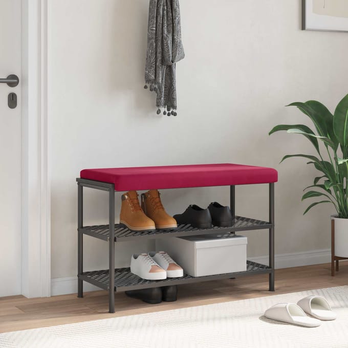 vidaXL - Bankkussen - fluweel - Wijnrood - Diepte - 35 - cm