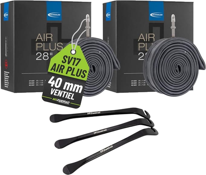 2x 28 inch Fietsbinnenband SV17 (40mm) - Extra Sterk met 3 Bandenlichters