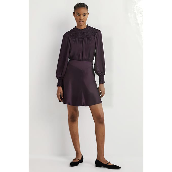 Boden Satin Bias-cut Mini Skirt Ber Maat: 22 | Mini Rokken Outlet | Dames | Paars