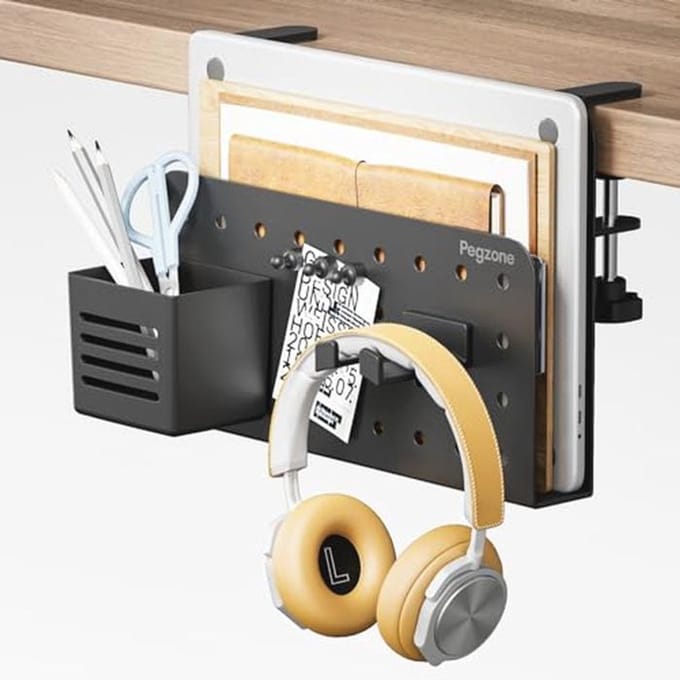 Bureau Organiser Zonder Boren - Ruimtebesparende Laptophouder met Pegboard Accessoires
