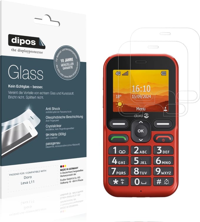 dipos – 2x Pantserfolie geschikt voor Doro Leva L11 | 9H Screenprotector