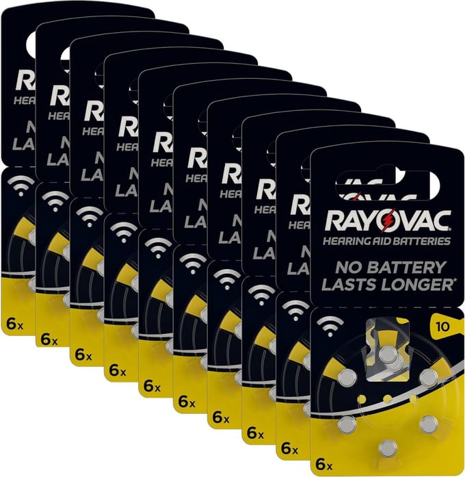 Rayovac 10AU Geel Acoustic Hoorbatterijen 60 Stuks