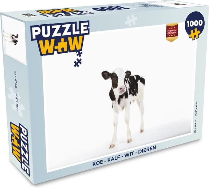 Puzzel Koe - Kalf - Wit - Dieren - Legpuzzel - Puzzel 1000 stukjes volwassenen