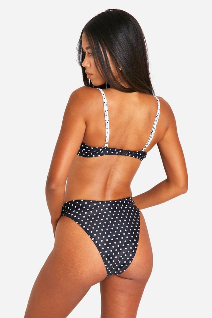 boohoo Dames Polkadot Hipster Bikini Slip | Zwart | Maat: 34