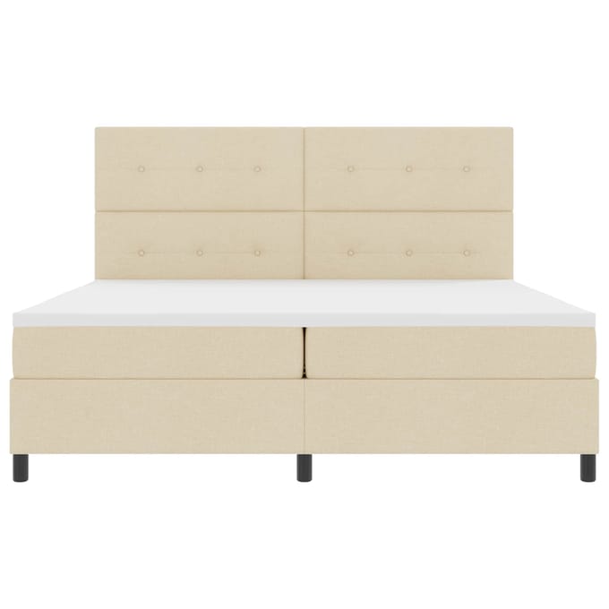 vidaXL - Boxspring - bed - met - LED-stripverlichting - Crème - 200 - x - 200 - cm - Stof