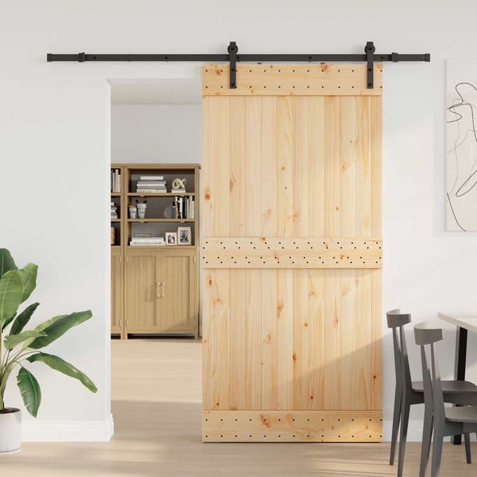 vidaXL - Schuifdeur - NARVIK - Naturel - en - Zwart - 100 - x - 210 - cm - (213,5 - cm)