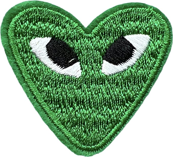 Patchy® – Hart Hartje Met Oogjes Strijk Embleem Patch Groen 4.2 cm / 3.8 cm / Groen - Patches (WOP)
