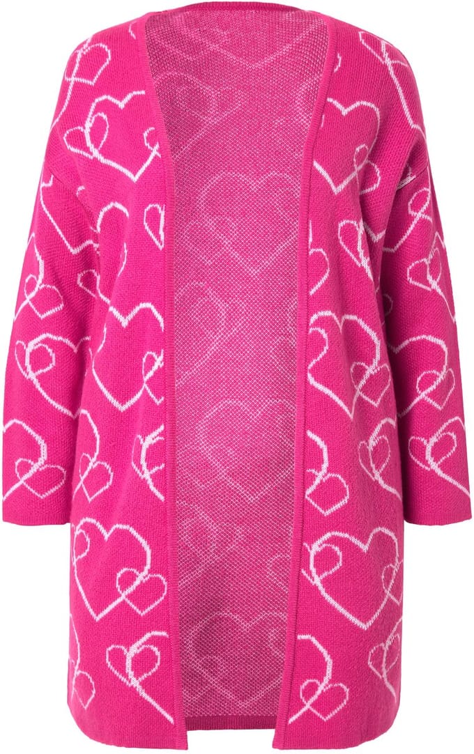 MIAMODA - Dames - Vest classic fit hart-motief - Hibiscusrood - Maat 54+