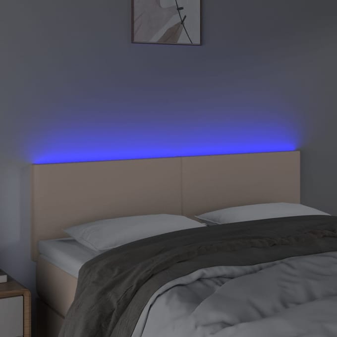 vidaXL - Hoofdbord - LED - 144x5x78/88 - cm - kunstleer - cappuccinokleurig