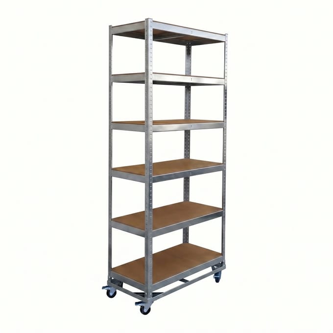 Stellingkast - op wielen - 209 x 90 x 40 cm - zilver
