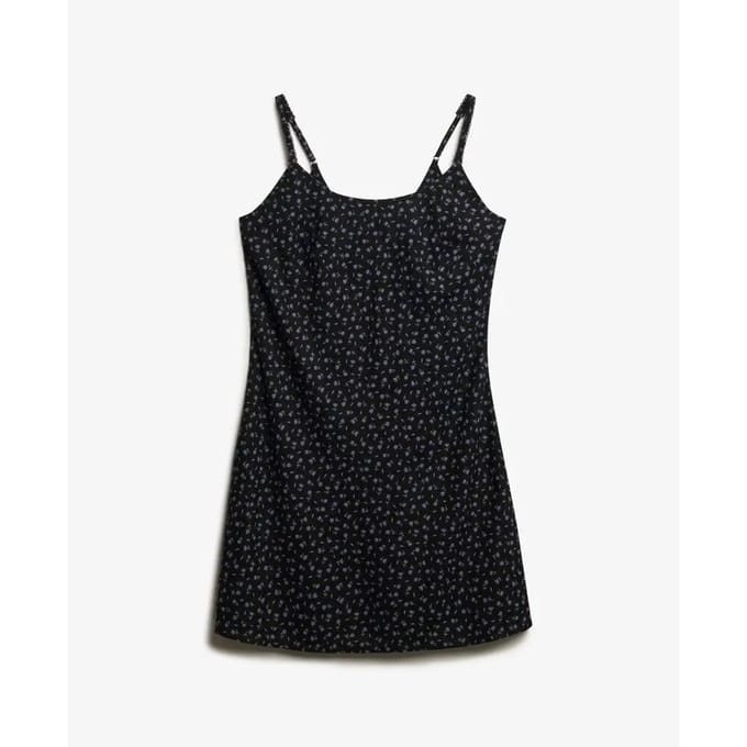 Superdry Printed Cami Mini Mouwloze Korte Jurk Zwart S Vrouw