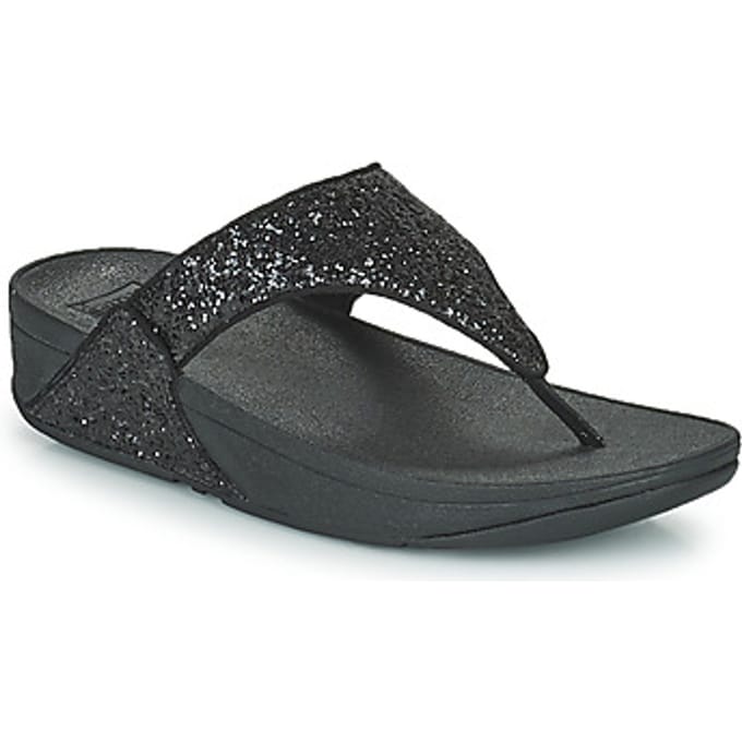 FitFlop Lulu Glitter Toe-Thongs PU Glitter Dames Slippers - Zwart Glitter