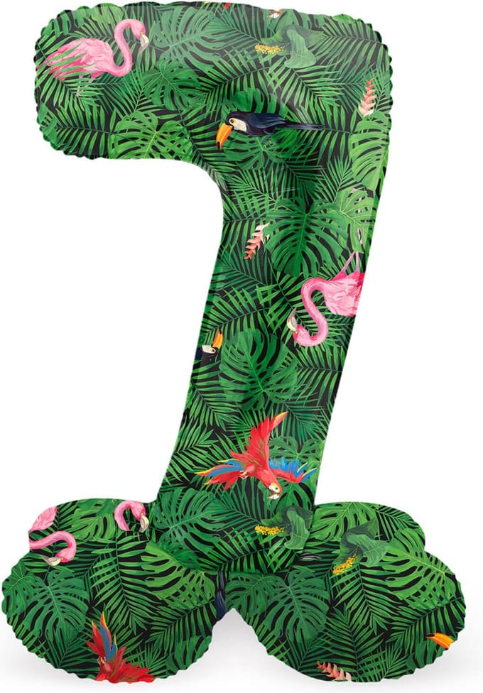 Staande Folieballon Cijfer 7 Jungle Vibe - 41 cm